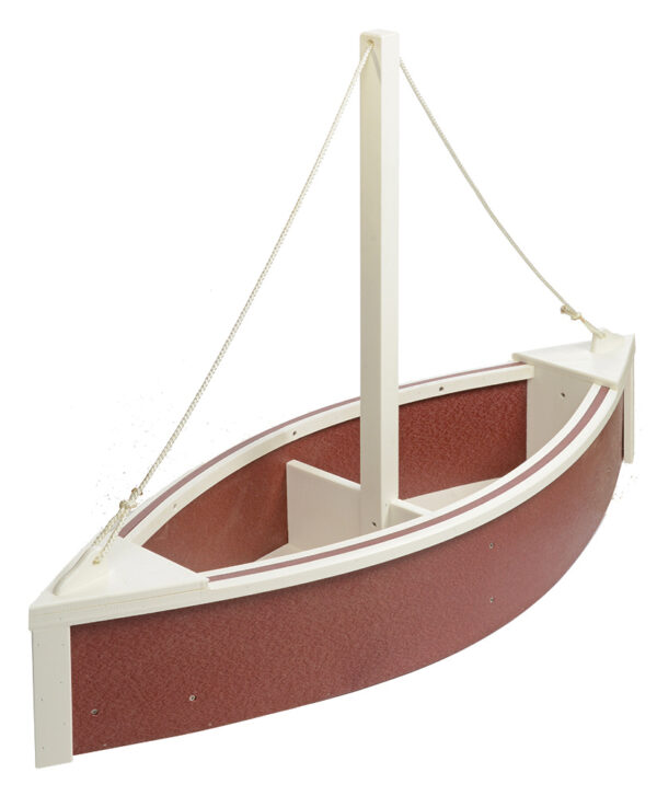 Poly rowboat flower planter Aruba blue color with white trim